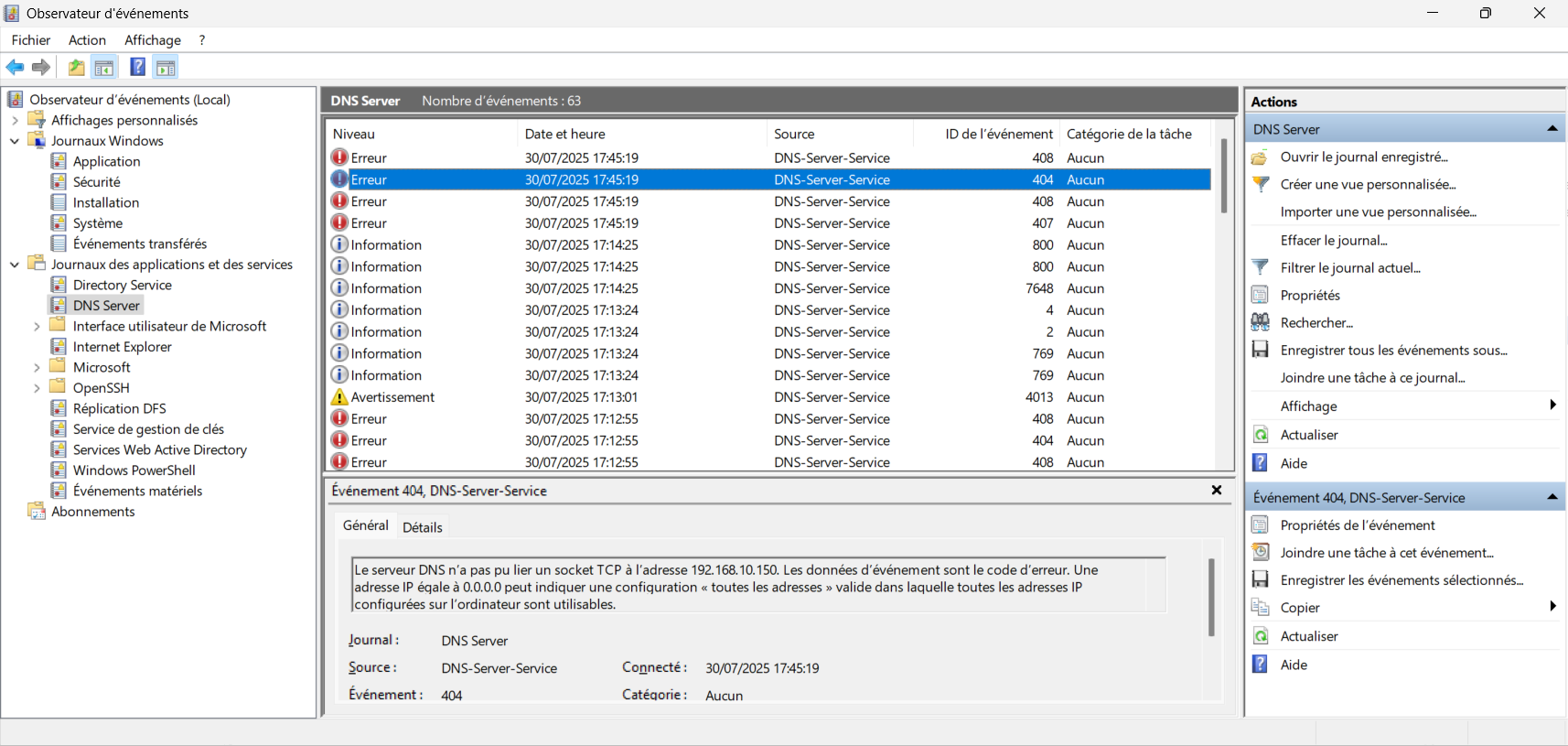 Journaux des services d'annuaire